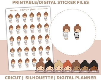 Kindle Printable PMD People Stickers | Digital Planner Sticker Download | Cut Lines | Planner Sticker Printable | PMD09