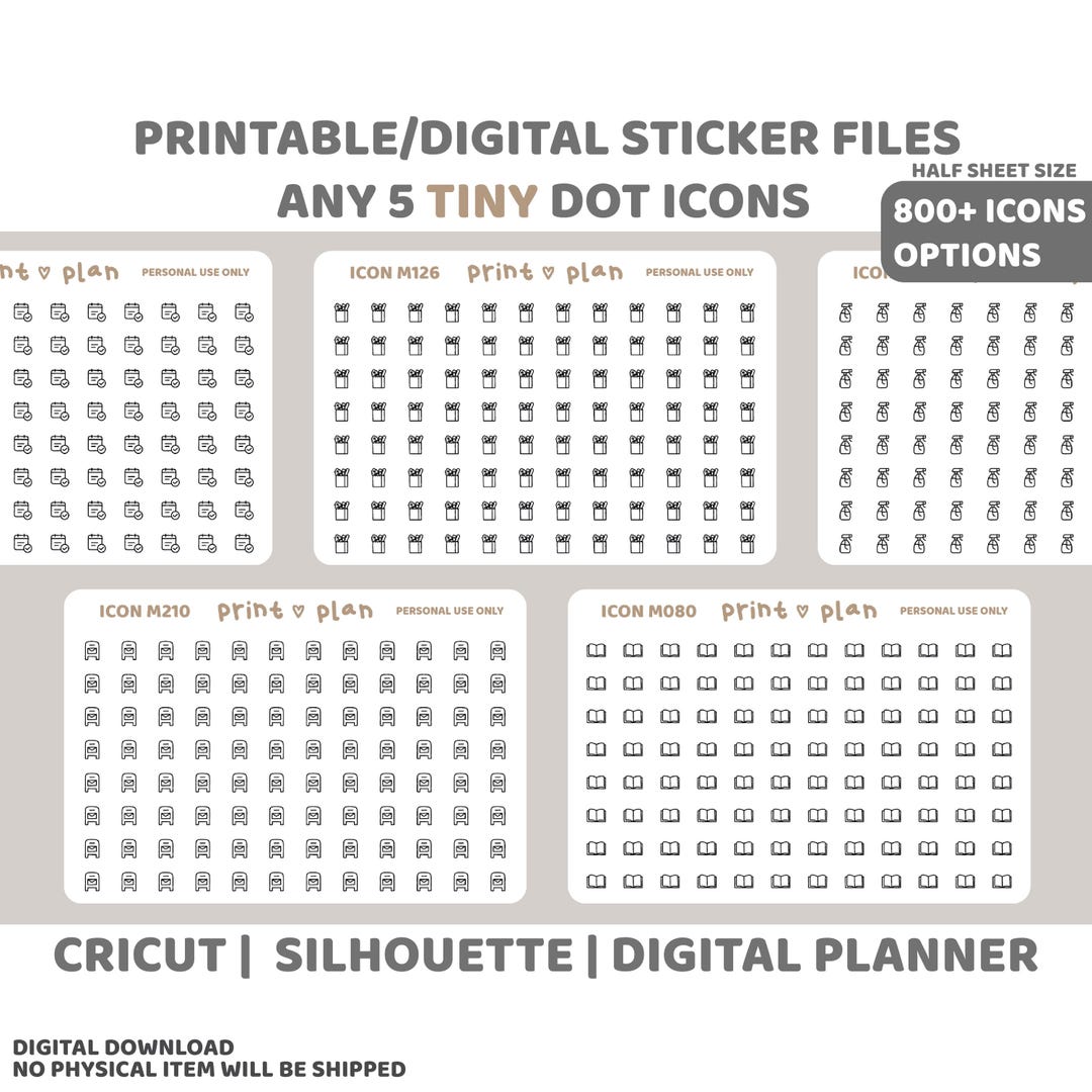 Any 5 Custom Tiny Dot Icons Half Sheet Printable Stickers | Digital ...