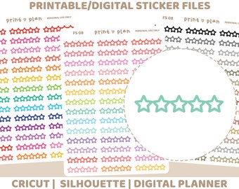 5 Star Rating Printable Stickers | Digital Planner Sticker Download | Cut Lines | Planner Sticker Printable | FS08