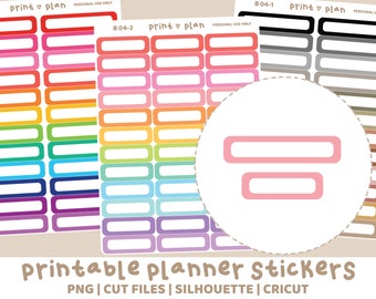 Thin Box Printable Stickers | Digital Planner Sticker Download | Cut Lines | Planner Sticker Printable | B04