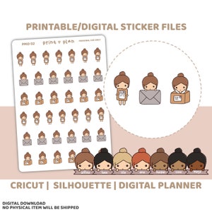 Pegatinas de personas PMD imprimibles por correo / Pegatinas de planificador digital para descargar / Líneas de corte / Pegatinas de planificador imprimibles / PMD02