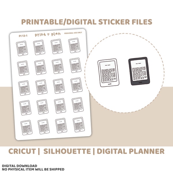 Kindle Printable Stickers | Digital Planner Sticker Download | Cut Lines | Planner Sticker Printable | PI13