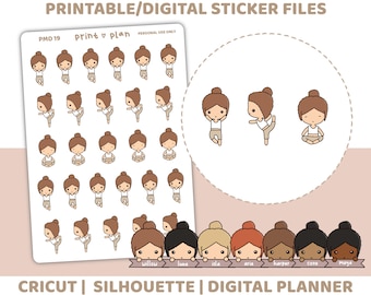 Yoga Printable PMD People Stickers | Digital Planner Sticker Download | Cut Lines | Planner Sticker Printable | PMD19