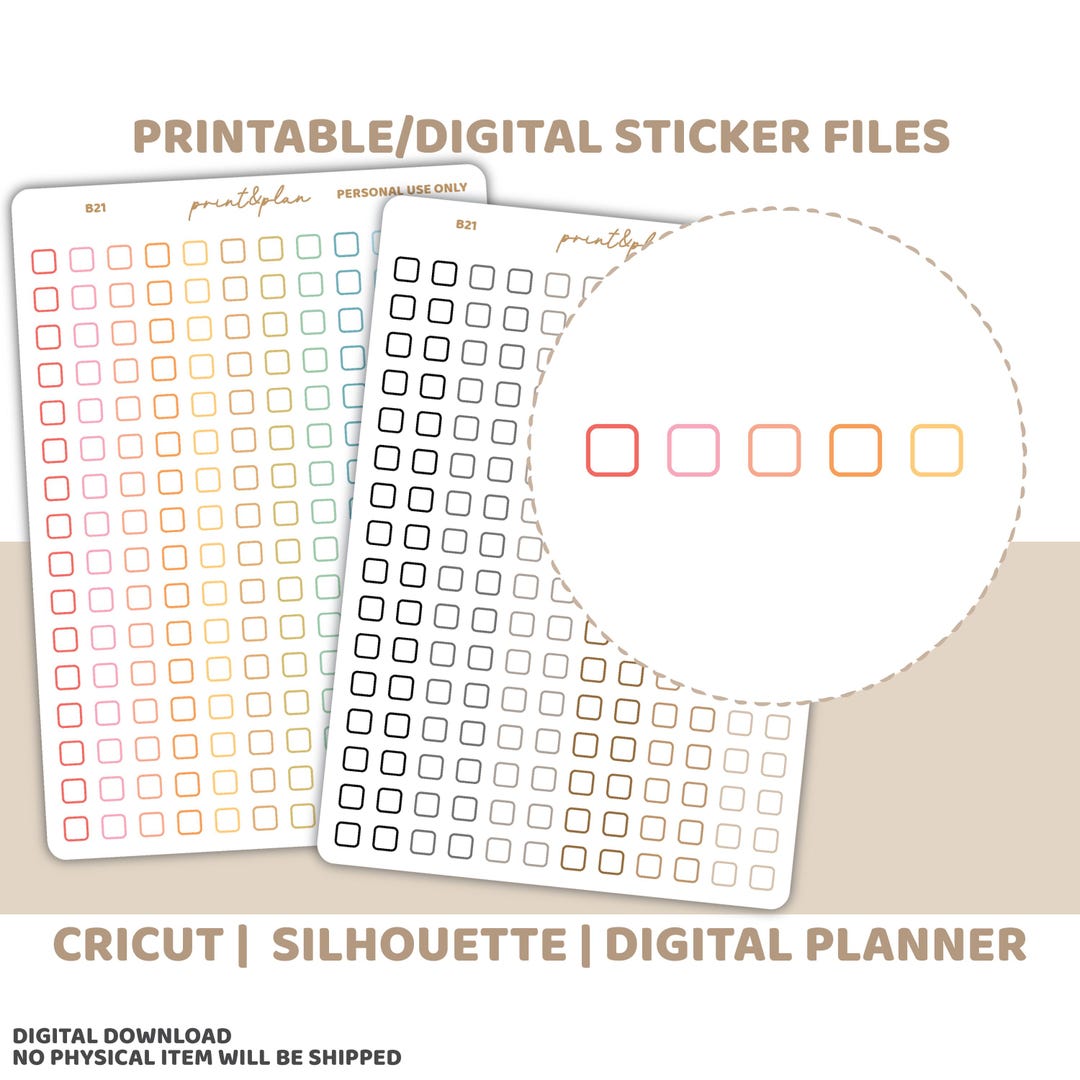 Tiny Checkboxes Planner Stickers Printable | Digital Download | Cut ...