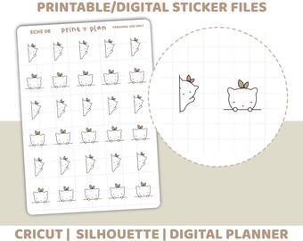 Peek Printable Eche Character Stickers | Digital Planner Sticker Download | Cut Lines | Planner Sticker Printable | ECHE08