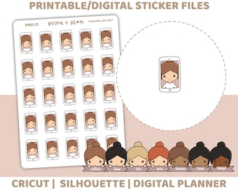 FaceTime Printable PMD People Stickers | Digital Planner Sticker Download | Cut Lines | Planner Sticker Printable | PMD51