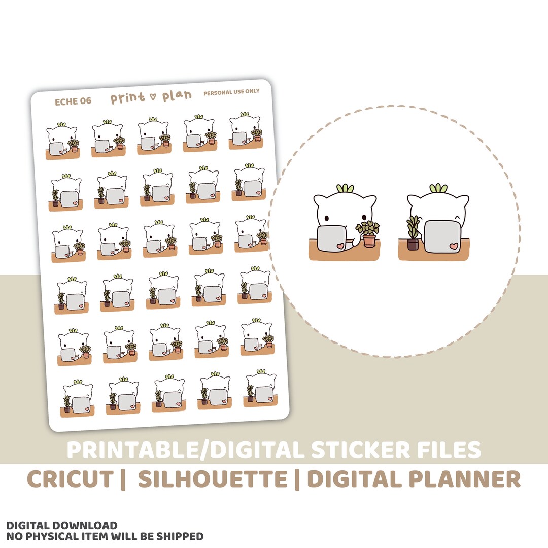 Laptop Printable Eche Character Stickers Digital Planner Sticker ...