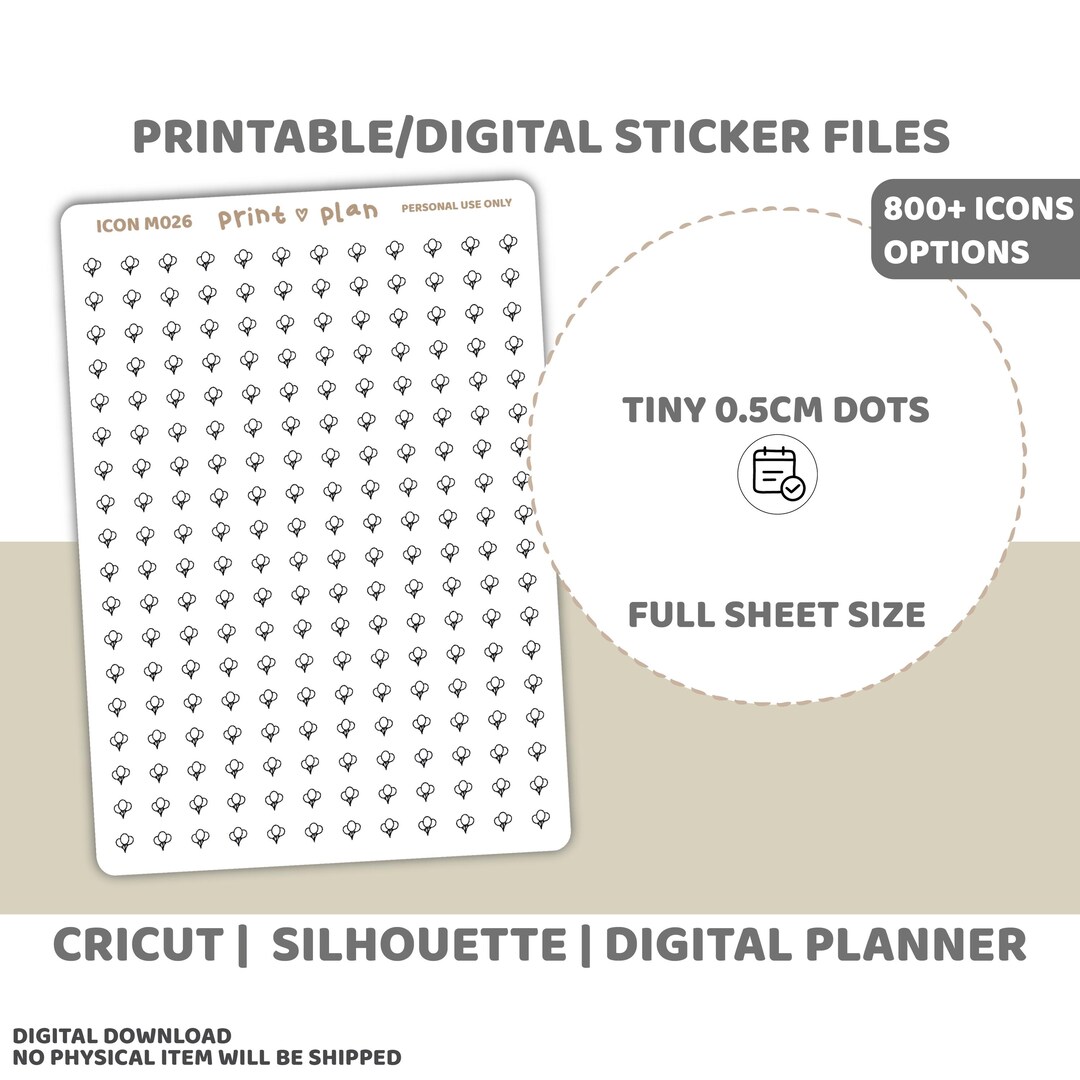 Custom Tiny Dot Icons Full Sheet Printable Stickers | Digital Planner ...