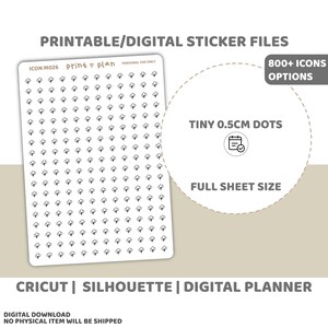 Autocollants imprimables personnalisés en forme de feuille entière | Sticker agenda numérique à télécharger | Lignes de coupe | Sticker agenda imprimable | ICNE M000-F