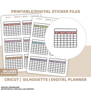 Monat Habit Tracker druckbare Aufkleber | Digitaler Planer Sticker Download | Schnittlinien | Planner Sticker Printable | FS47