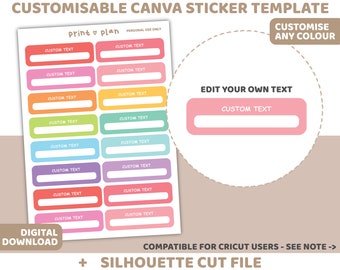 Custom Small Box Customisable Canva Sticker Template & Silhouette Cut File | Digital Download | Planner Sticker Printable | C05