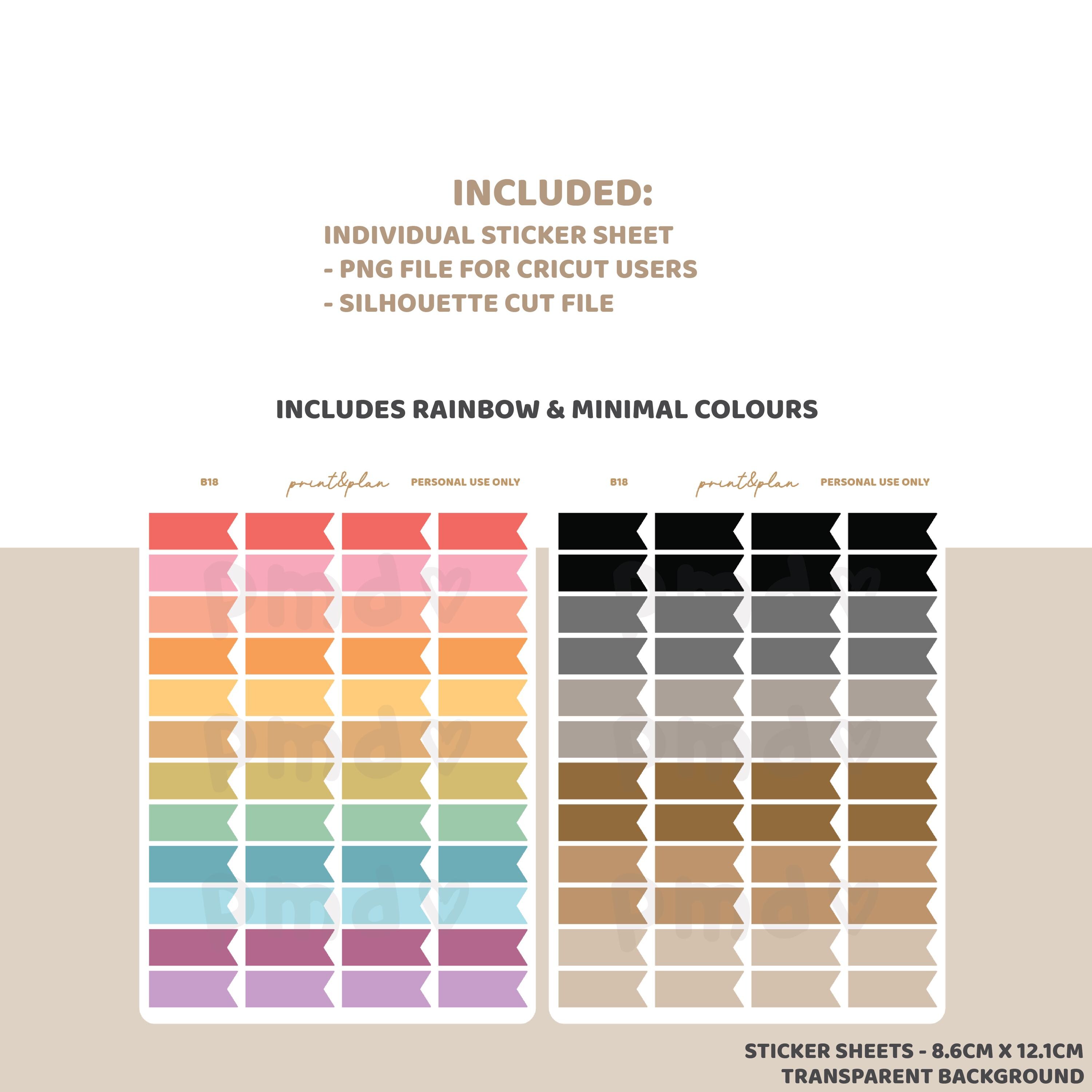 Mini Flag Planner Stickers Printable | Digital Download | Cut Lines ...