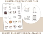Spring Cleaning Printable Stickers | Digital Planner Sticker Download | Cut Lines | Planner Sticker Printable | D51