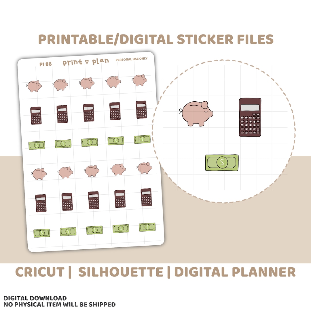 Budget Stickers | Printable | Planner Stickers | Cut Lines | Planner Sticker Printable | PI86 - Etsy