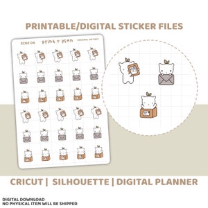Pegatinas de personajes ECHE para imprimir por correo electrónico / Pegatinas de planificador digital para descargar / Líneas de corte / Pegatinas de planificador imprimibles / ECHE04