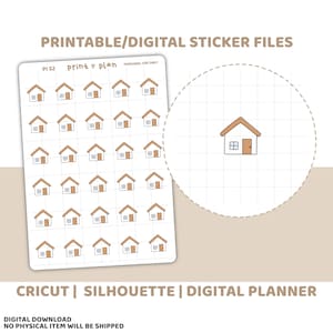 Haus Aufkleber | Druckbar | Planer Aufkleber | Schnittlinien | Planner Sticker Printable | Pi52