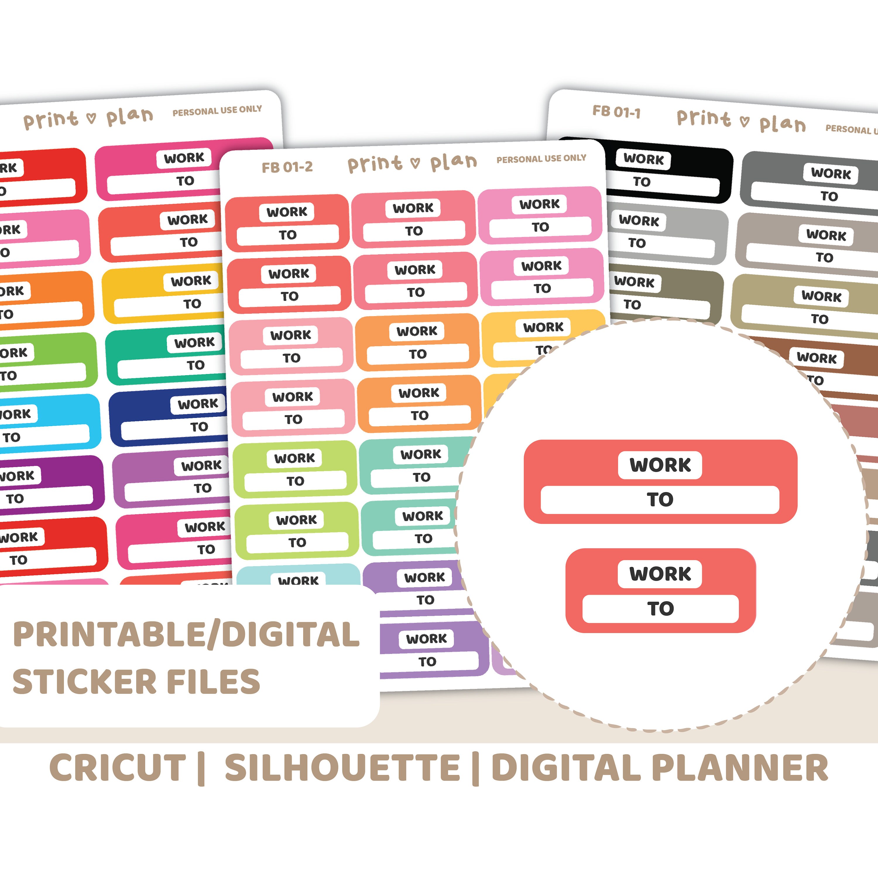 Work Box Printable Stickers | Digital Planner Sticker Download | Cut ...