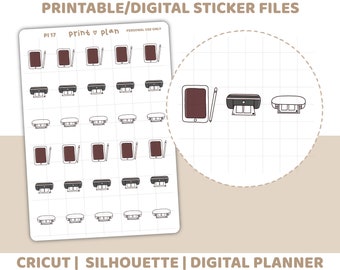 Aufkleber machen druckbare Aufkleber | Digitaler Planer Sticker Download | Schnittlinien | Planner Sticker Printable | Pi17