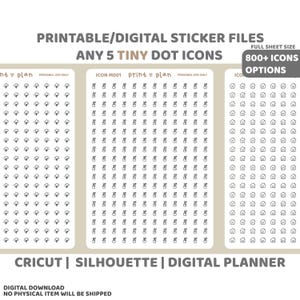N'importe quel 5 autocollants imprimables personnalisés en forme de feuille entière | Sticker agenda numérique à télécharger | Lignes de coupe | Autocollant imprimable | ICNE M000-F5