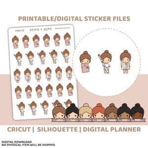 Planner Printable PMD People Stickers | Digital Planner Sticker Download | Cut Lines | Planner Sticker Printable | PMD03