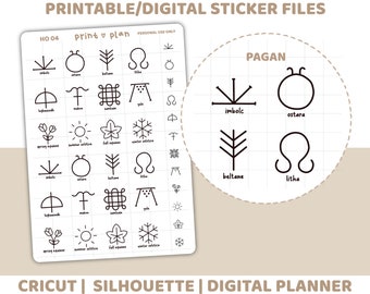 Pagan Holiday Printable Stickers | Digital Planner Sticker Download | Cut Lines | Planner Sticker Printable | HO04