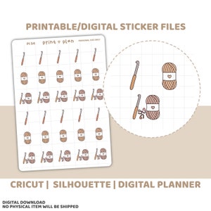 Crochet Printable Stickers | Digital Planner Sticker Download | Cut Lines | Planner Sticker Printable | PI54