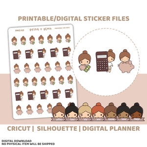 Budget Printable PMD People Stickers | Digital Planner Sticker Download | Cut Lines | Planner Sticker Printable | PMD63