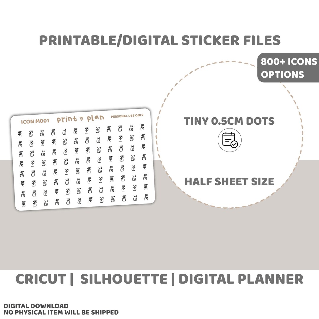 Custom Tiny Dot Icons Half Sheet Printable Stickers | Digital Planner ...