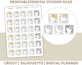 Weather Printable Eche Character Stickers | Digital Planner Sticker Download | Cut Lines | Planner Sticker Printable | ECHE57