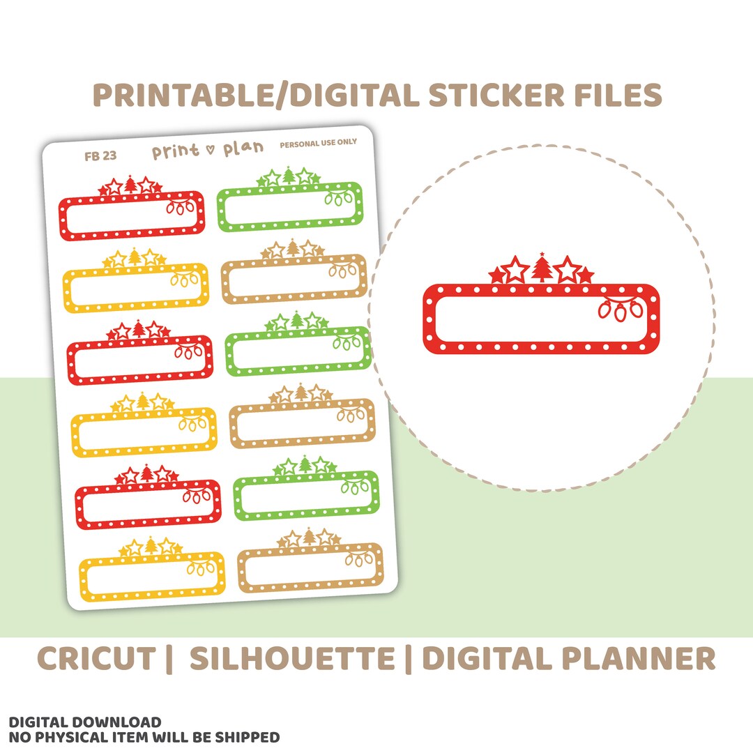 Christmas Movie Marquee Box Printable Stickers Digital Planner Sticker ...