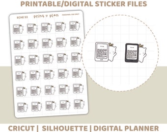 Kindle Printable Eche Character Stickers | Digital Planner Sticker Download | Cut Lines | Planner Sticker Printable | ECHE53