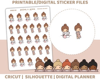 Sewing Printable PMD People Stickers | Digital Planner Sticker Download | Cut Lines | Planner Sticker Printable | PMD50