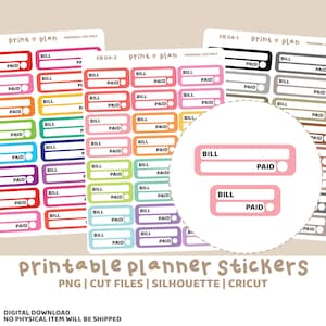 Bill Tracker Druckbare Aufkleber | Digitaler Planer Sticker Download | Schnittlinien | Planner Sticker Printable | FB04