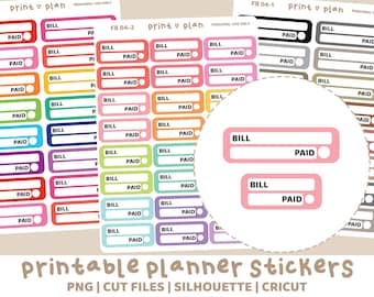 Bill Tracker Printable Stickers | Digital Planner Sticker Download | Cut Lines | Planner Sticker Printable | FB04