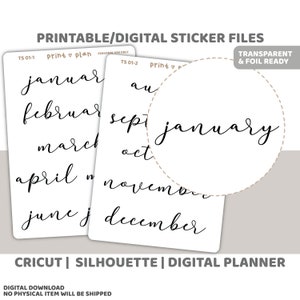 Afdrukbare woordstickers voor een grote maand | Digitale plannersticker downloaden | Snijlijnen | Plannersticker afdrukbaar | TS01