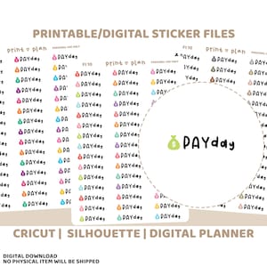 Zahl Tag druckbare Aufkleber | Digitaler Planer Sticker Download | Schnittlinien | Planner Sticker Printable | FI10