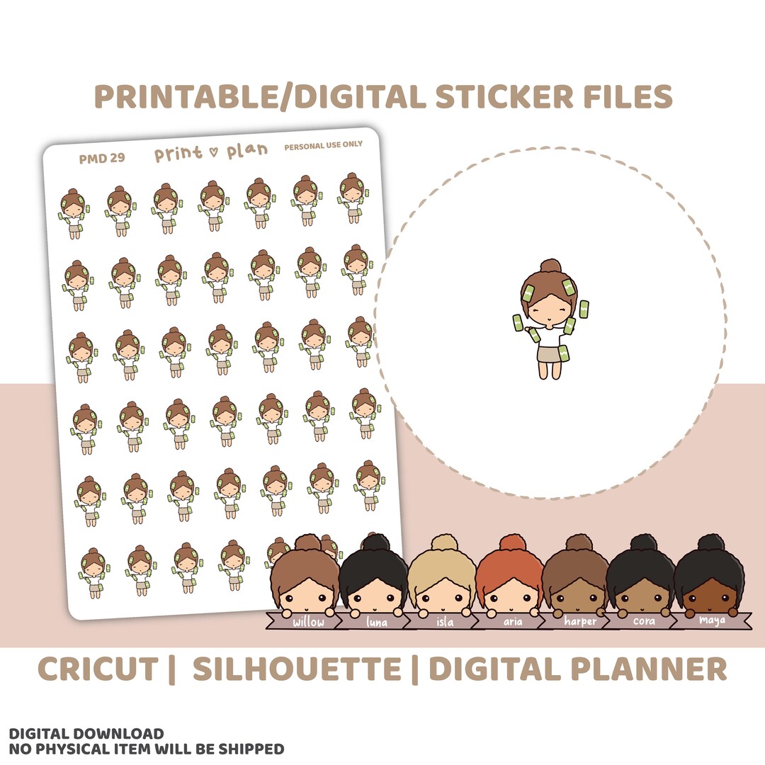 Pay Day Printable PMD People Stickers | Digital Planner Sticker ...