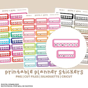 Weekly Habit Box Printable Stickers | Digital Planner Sticker Download | Cut Lines | Planner Sticker Printable | FB03