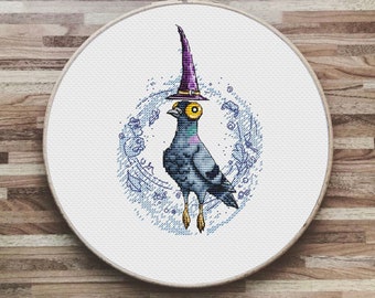 Magic Pigeon, Magic Dove, Halloween, cross stitch pattern PDF