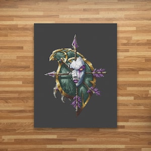 World of Warcraft, Forsaken Crest, Icon of Torment, cross stitch pattern PDF