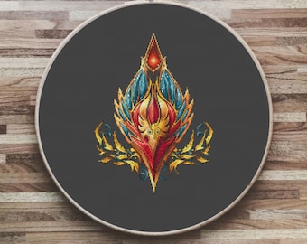 World of Warcraft, Blood Elf Crest, Icon of Blood, Cross stitch pattern PDF