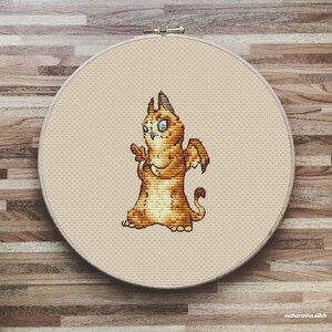 Gryphon and leaf, Autumn, Fantasy creature, cross stitch pattern PDF
