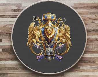 World of Warcraft, Crest of the Alliance, Cross stitch pattern PDF