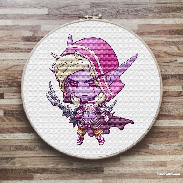 Sylvanas Windrunner, Banshee Queen, Forsaken, High elf, Cross stitch pattern PDF