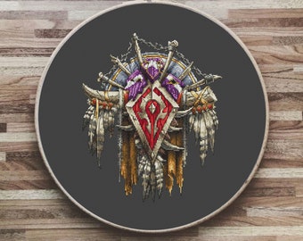 World of Warcraft, Crest / Banner of the Horde, Horde, Cross stitch pattern PDF