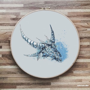 Sindragosa, Dragon Skull, World of Warcraft, Cross stitch pattern PDF