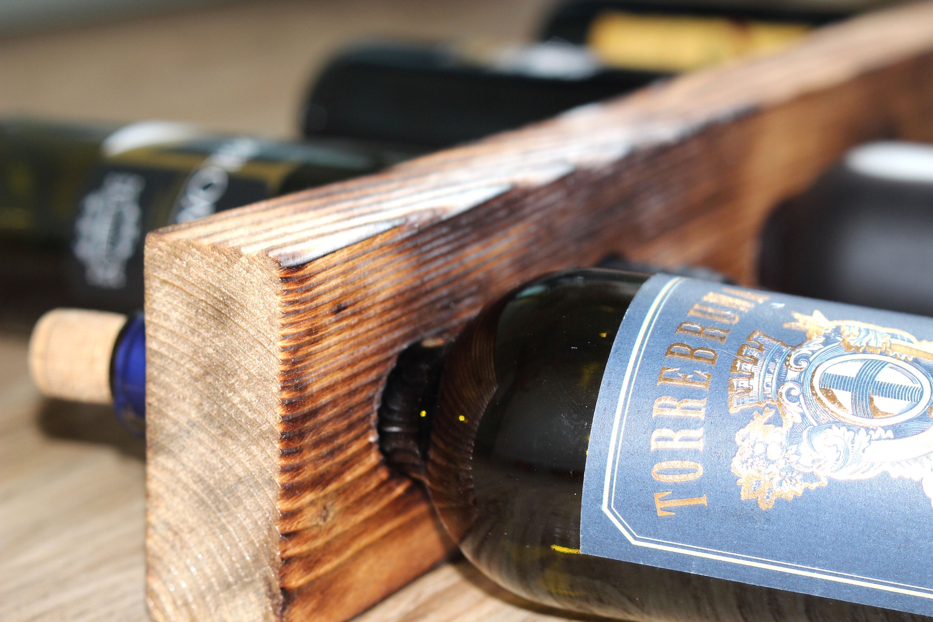 Wall Mounted Burnt Wine Rack Wine Shelf 6 Holes Hanging Wine Etsy