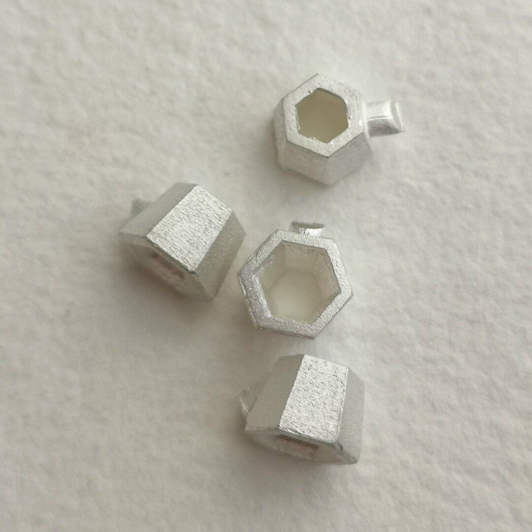 5mm Hexagonal Collet Recycled Sterling Silver or 9ct Gold Cast Stone ...