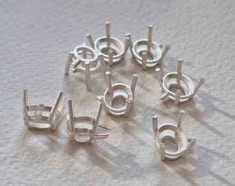 10 x 8 mm oval 4-klos infattning i återvunnet sterlingsilver eller gjuten sten i 9 karat guld