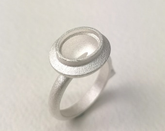 Oval rub-over ring casting / 10mm x 8mm oval rub-over ring / silver round stone setting / recycled silver round stone setting